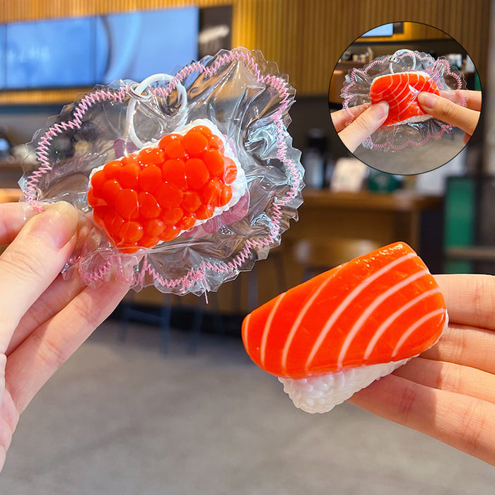 Wholesale Silicone Salmon Sushi Squishy Keychain Stress Relief Toy Cute Bag Charm Gift