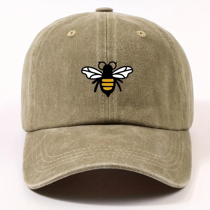 Wholesale Washed Distressed Cartoon Bee Print Baseball Cap Everyday Casual Fashion Accessory