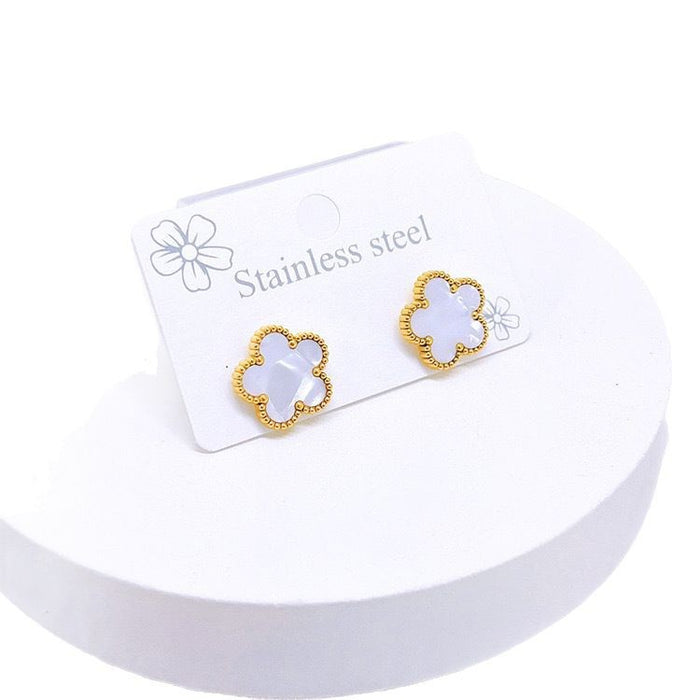 Wholesale Stainless Steel Five-Leaf Clover Bracelet Necklace Earring Set