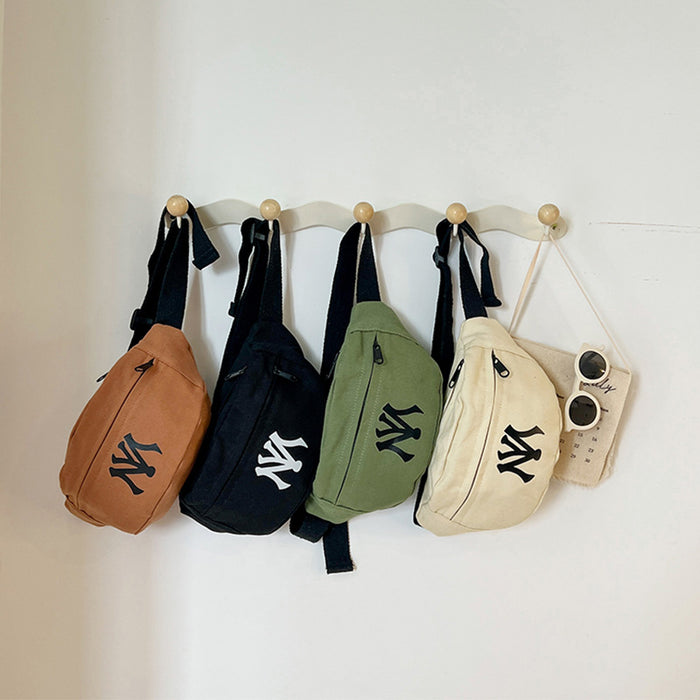 Wholesale Children's bag letter waist bag simple casual crossbody bag backpack fashionable and handsome baby chest bag