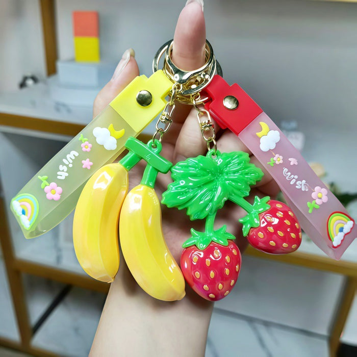 Wholesale Trendy Simulated Banana Metal Keychain DIY Bag Charm Accessory MOQ≥2
