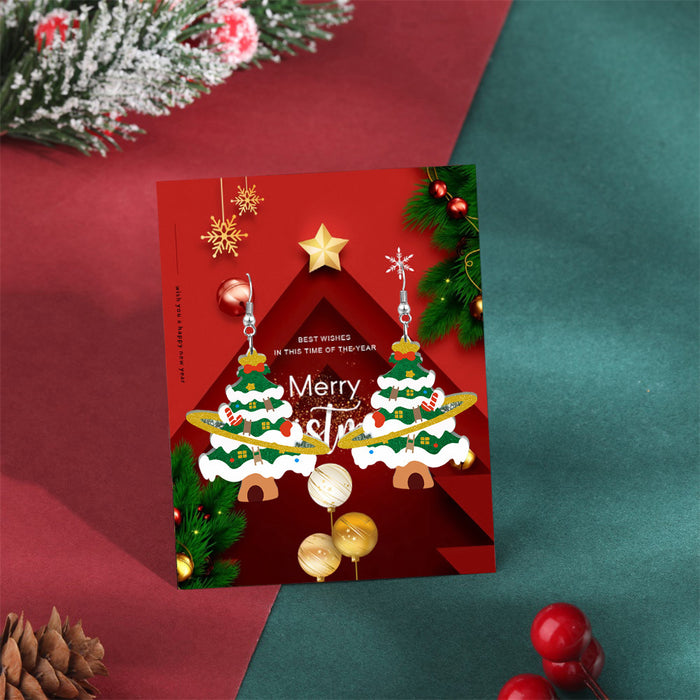 Wholesale Eco-friendly acrylic earrings  personality Christmas tree stars earrings