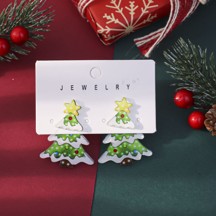 Wholesale Cute cartoon front and back Christmas earrings Cute snowman and elk earrings for women with an atmospheric gift