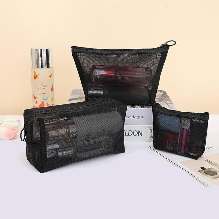 Wholesale Modern Minimalist Mesh Cosmetic Bag Travel Storage Pouch For Makeup Brushes And Daily