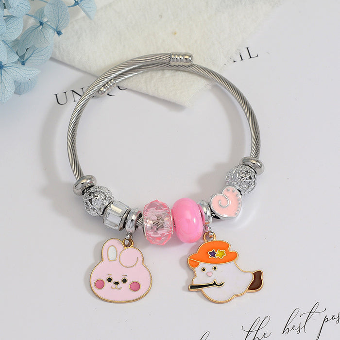 Wholesale Cartoon Pumpkin Pendant Stainless Steel Bracelet Fashion Jewelry Accessory MOQ≥2