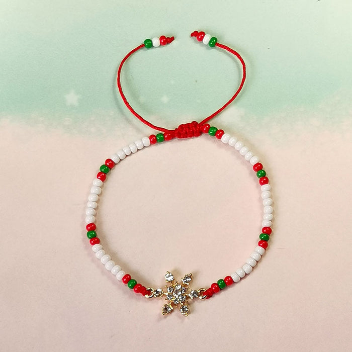 Wholesale Christmas Ornaments Crystal Beaded Diamond Braided Adjustable Christmas Bracelet
