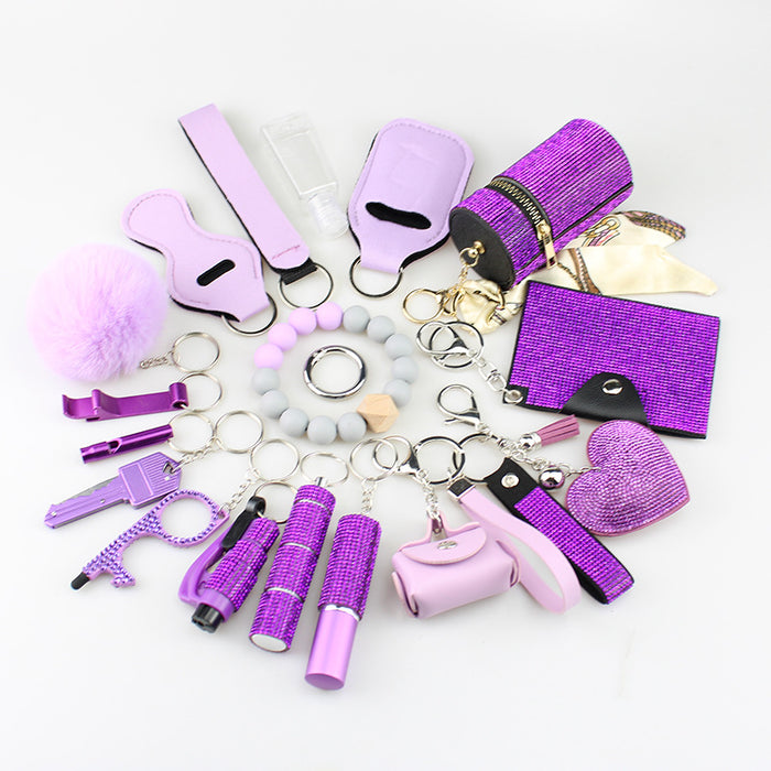 Wholesale Decorative 19 Piece Bag Charm Set In White Adult Keychain Accessory For Resale