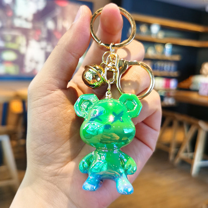 Wholesale Rubber Cartoon Doll Gradient Graffiti Bear Keychain JDC-KC-Tingm186