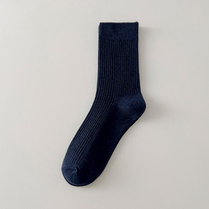 Wholesale Socks men's mid length socks solid color cotton socks men's classic sports socks long socks