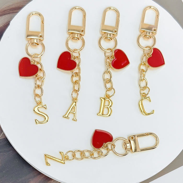 Wholesale 26-letter heart pendant Valentine's Day keychain