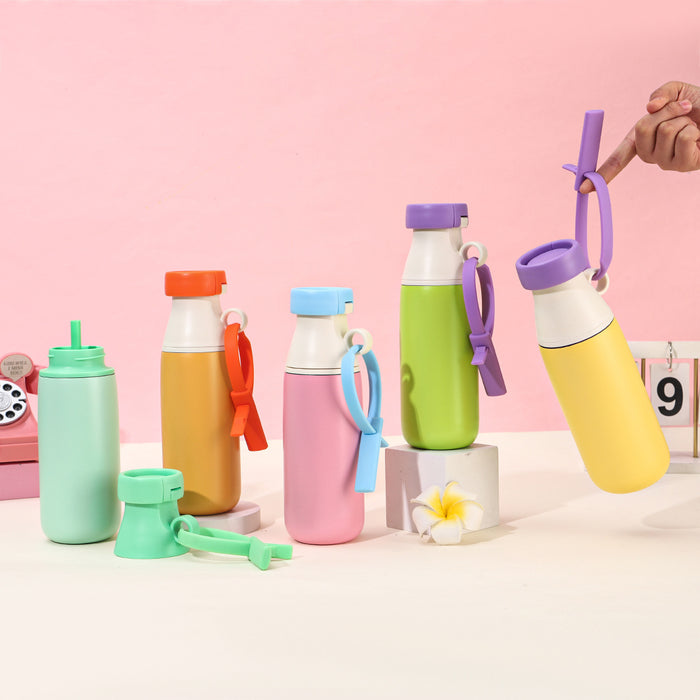 Wholesale Portable stainless steel thermos cup with straws in various bright colors