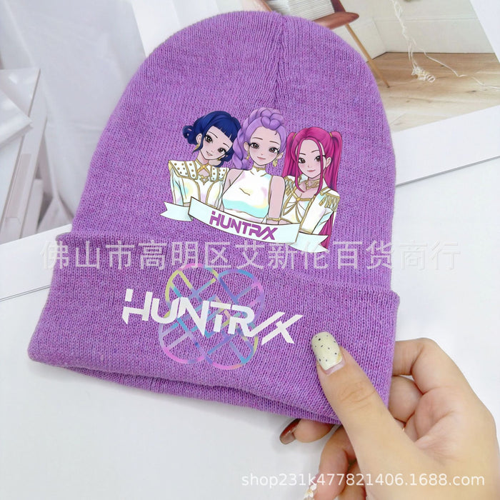 Wholesale KPOP Knitted Hat Warm Gloves Printed Hat