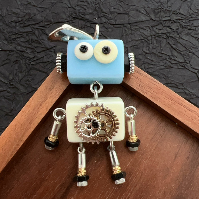 Wholesale Wooden Punk Robot Necklace DIY Accessories Pendants Keychain