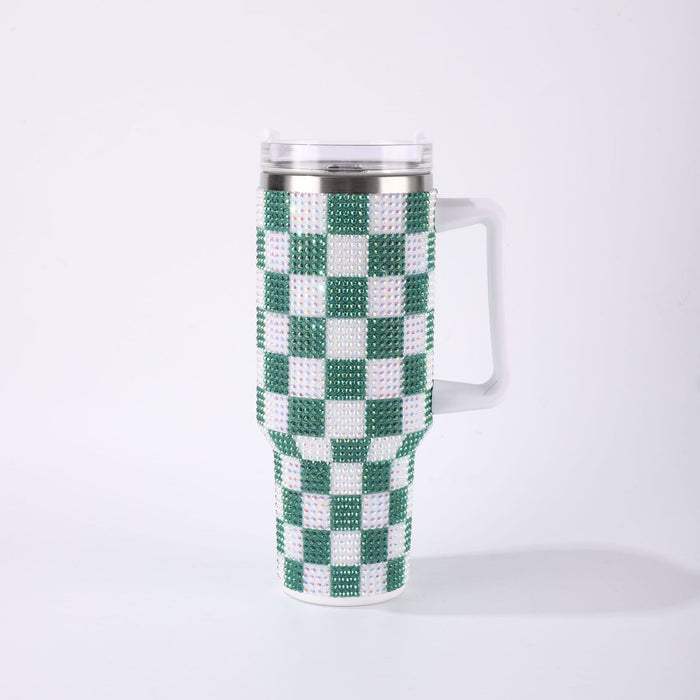 Wholesale Checkerboard Rhinestone 40oz Insulated Tumbler Stainless Steel