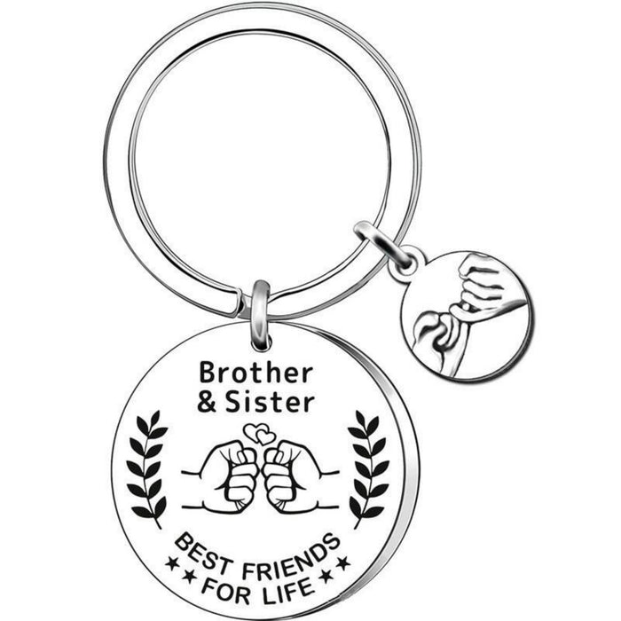 Wholesale Father's Day Mother's Day Round Engraved Stainless Steel Keychain JDC-KC-HuiWen021