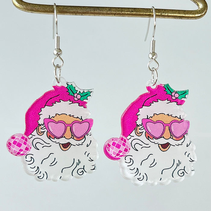 Wholesale Pink Christmas Acrylic Earrings JDC-ES-HeYi098