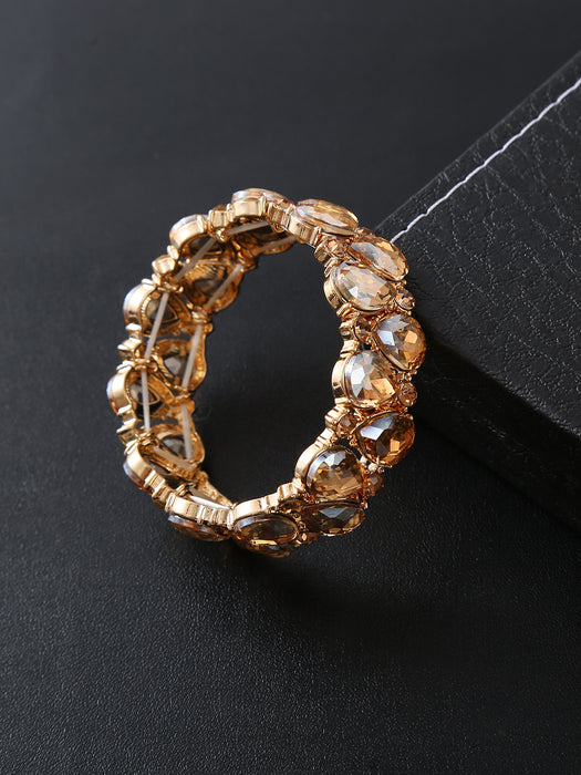 Wholesale Red Electroplated Alloy Water Drop Rhinestone Elastic Bracelet Trendy Women S Jewelry Fashion Gift