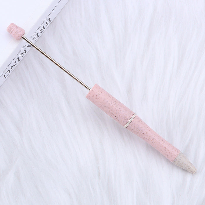 Wholesale Wheat Straw Material Plastic Bead Pen JDC-PN-JinBaiNian001