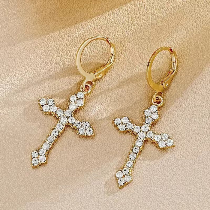 Wholesale Specially designed for niche earrings and earrings, light luxury ear buckle earrings, high-end cross earrings