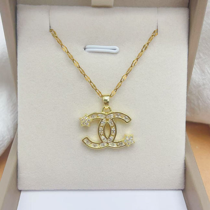 Wholesale Diamond Double C Color-Preserving Necklace