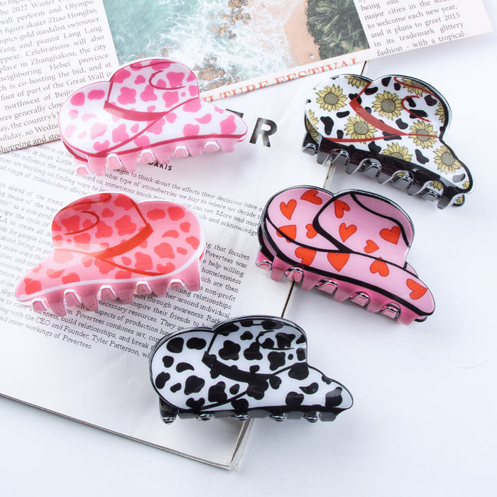 Wholesale Small heart,  sunflower,  cow pattern,  imitation acetate Hair Clips