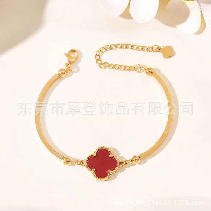 Wholesale titanium steel four-leaf clover bracelet JDC-BT-Modeng001