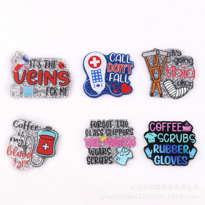 Wholesale Cartoon Letter Acrylic Pin DIY Patch Accessories JDC-FK-OuYie013