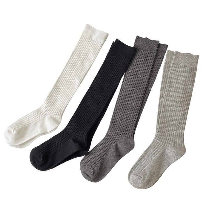 Wholesale Socks Four Seasons Vertical Stripe Solid Color Middle Tube Stacked Socks