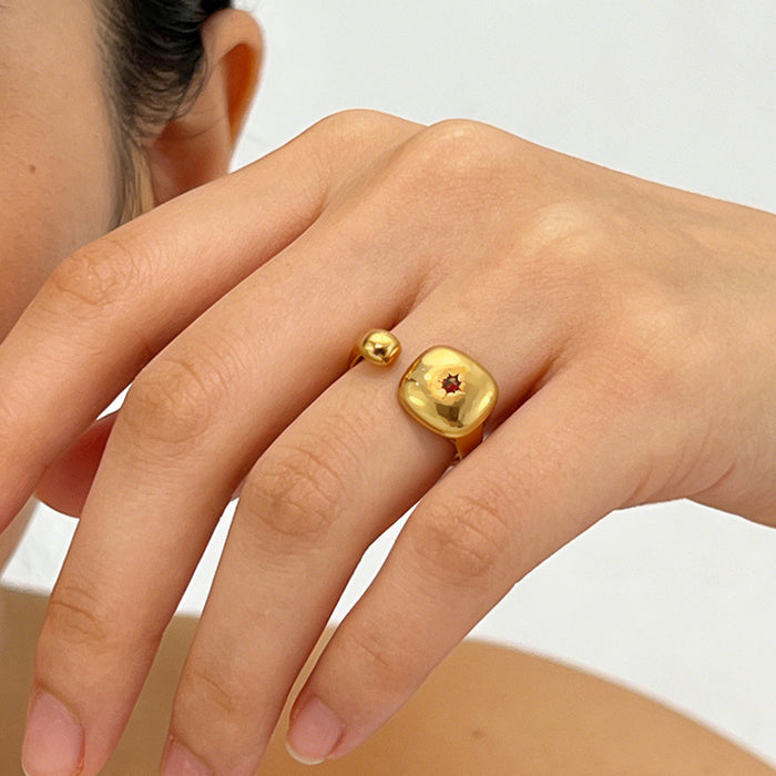 Wholesale Stainless Steel  Colorful Cubic Zirconia Adjustable Ring