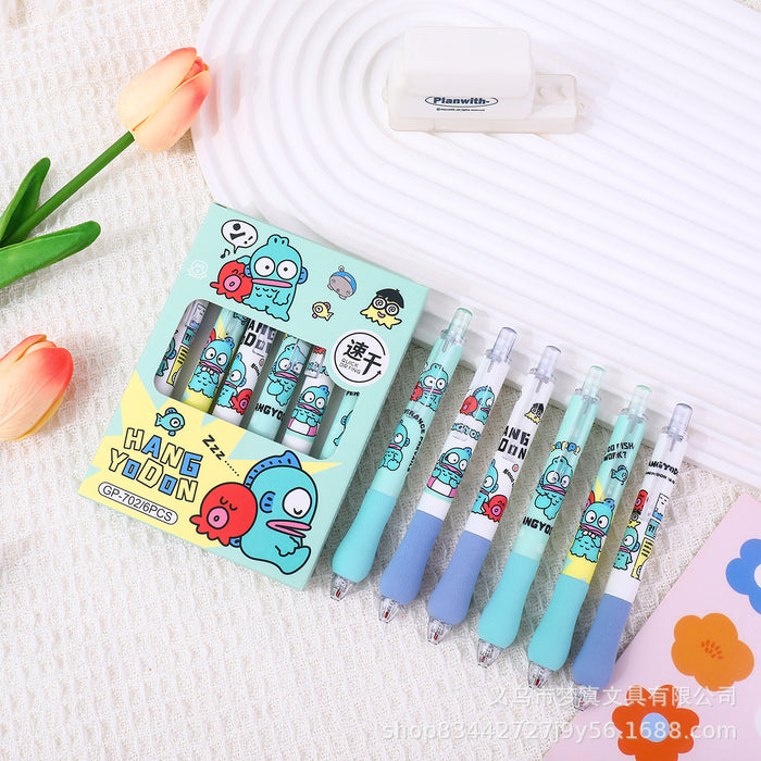 Wholesale 6pcs Multi-series cartoon soft sheath press gel pen high color value student brush pen ST quick-drying carbon black pen