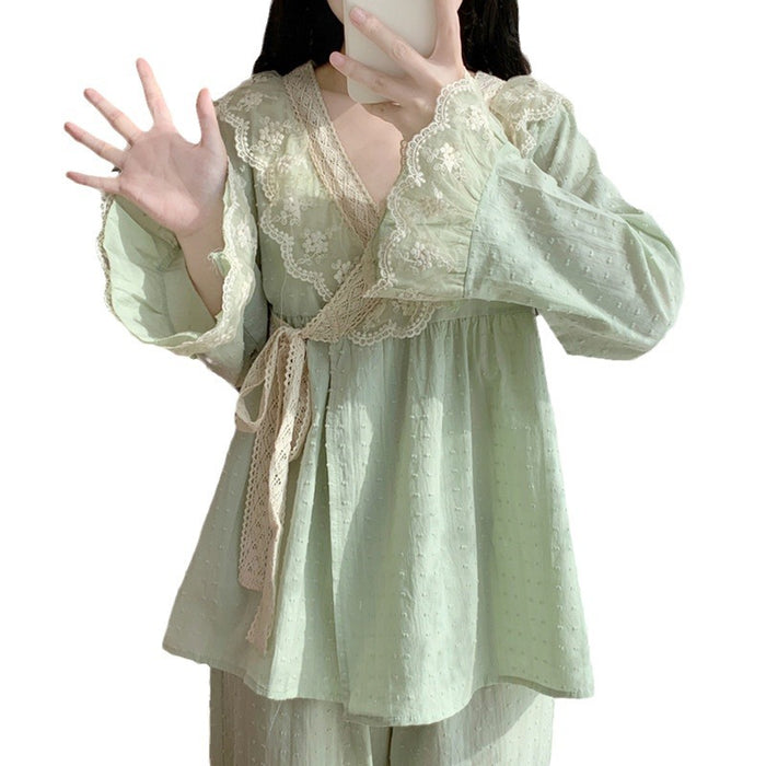 Wholesale Pajama long sleeved set, retro kimono, high-end home wear