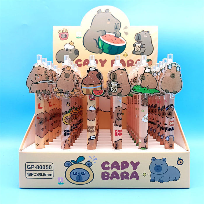 Wholesale 48 pcs Black core 0. 5mm cute cartoon sticker push-button pen