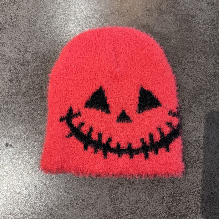 Wholesale Funny expression knitted hat for women in autumn and winter,  new  warm imitation mink yarn hat