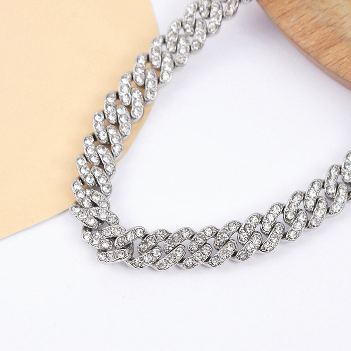 Wholesale 9mm Single Row Diamond Alloy Men's Necklace JDC-NE-QingR013