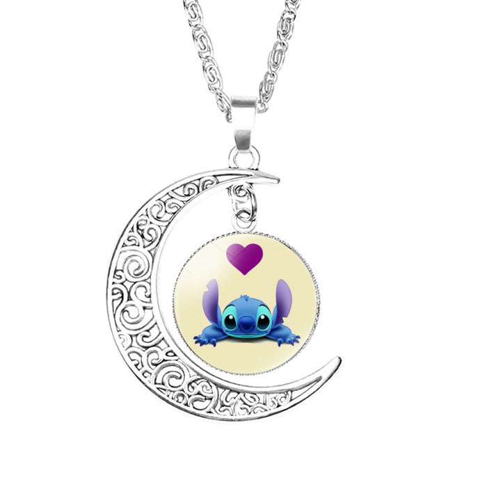 Wholesale Cute cartoon pattern moon element necklaces