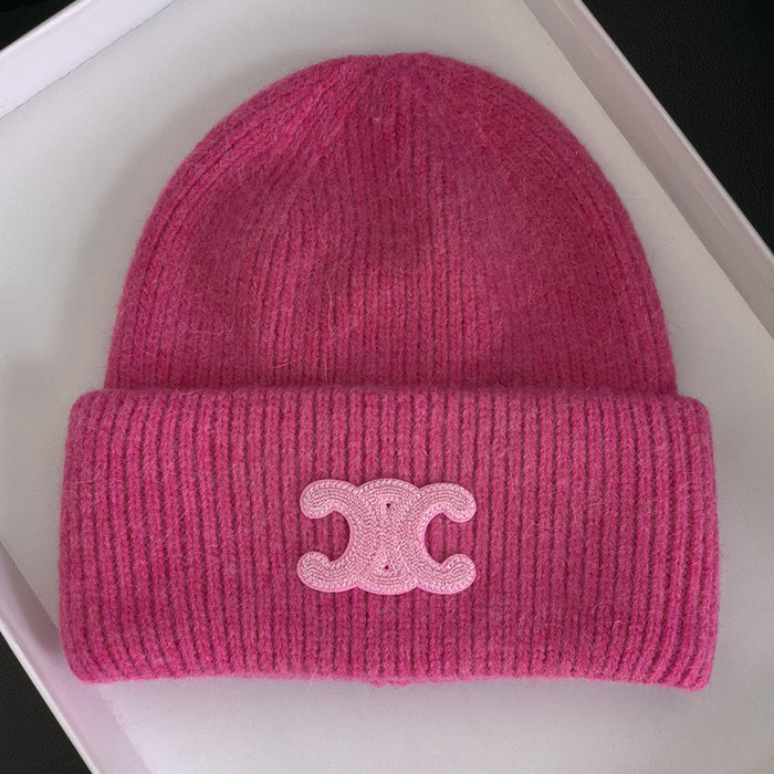 Wholesale Rabbit hair knitted hat, women's versatile woolen hat, winter warm and cold hat