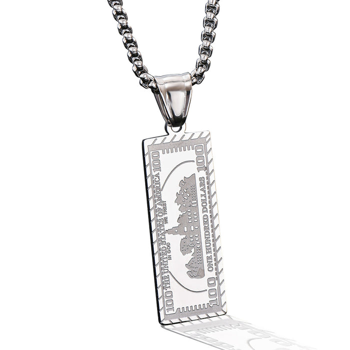 Wholesale Yellow dollar sign hip-hop style men' s stainless steel necklace