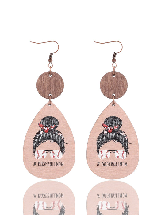 Wholesale Thin Wood Chip Earrings Creative Drop-Shaped Women' s Sports Style Earrings