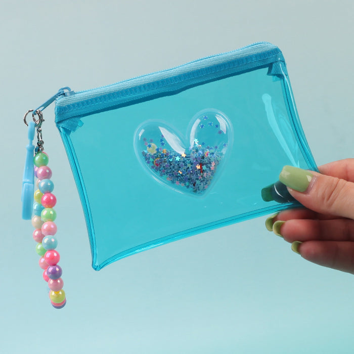 Wholesale Love Heart Quicksand Clear PVC Coin Purse Card Holder Fashion Accessory For Boutique Resale