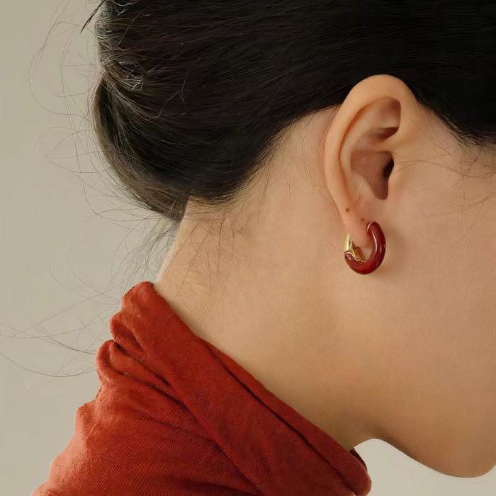 Wholesale  Earring Contrast Color Enamel Dropping Glaze Earrings Women's Elegant  Earrings