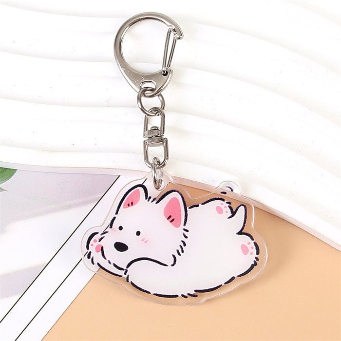Wholesale Double-Sided Acrylic Cartoon Bichon Puppy Keychain Cute Bag Charm MOQ≥2