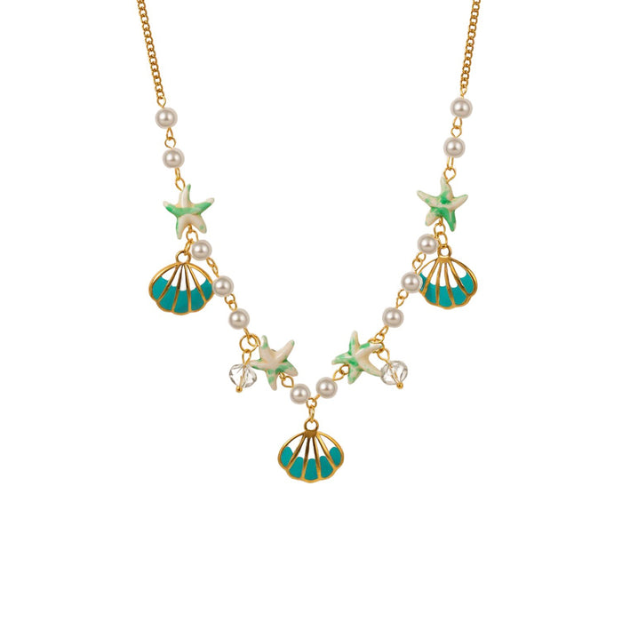 Wholesale Shell Starfish Pearl Stainless Steel Necklace