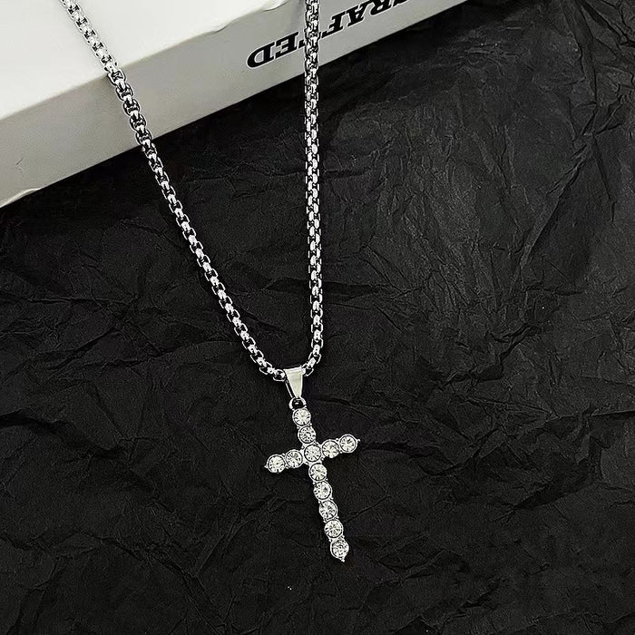 Wholesale Cross necklace, personalized sweater chain, versatile titanium steel necklace