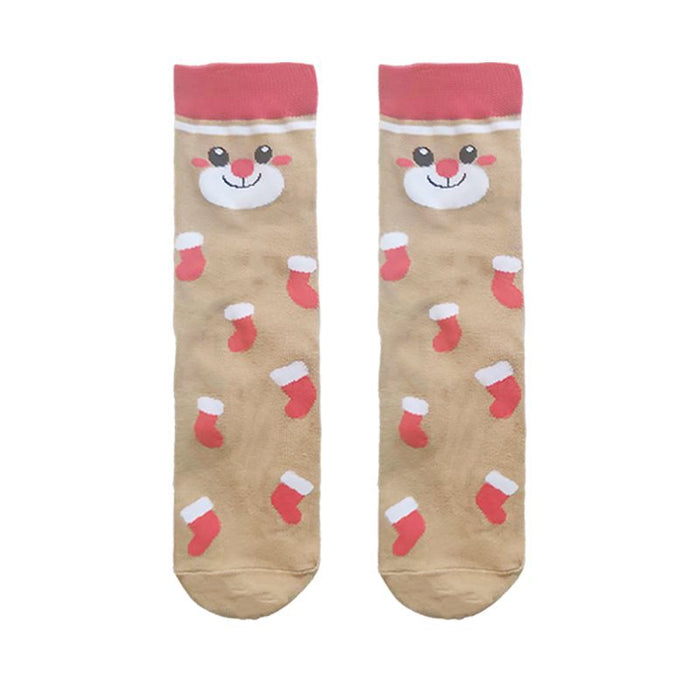 Wholesale Christmas Women's Elk Cartoon Cotton Middle Tube Socks JDC-SK-HuiHe044