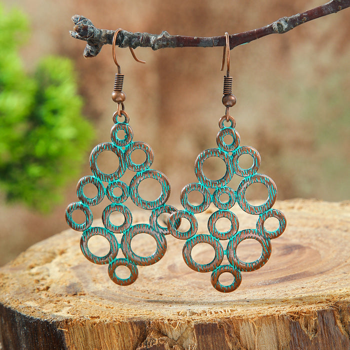 Wholesale Bohemian Hollow Alloy Earrings Vintage Leaf Flower Design Fashion Accessory MOQ≥2