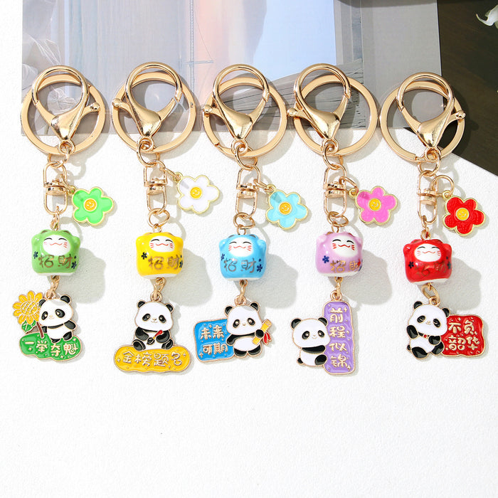 Wholesale Exam Success Lucky Cat Panda Keychain Zinc Alloy Cute Pendant Gift Student Schoolbag Accessory Boutique Resale