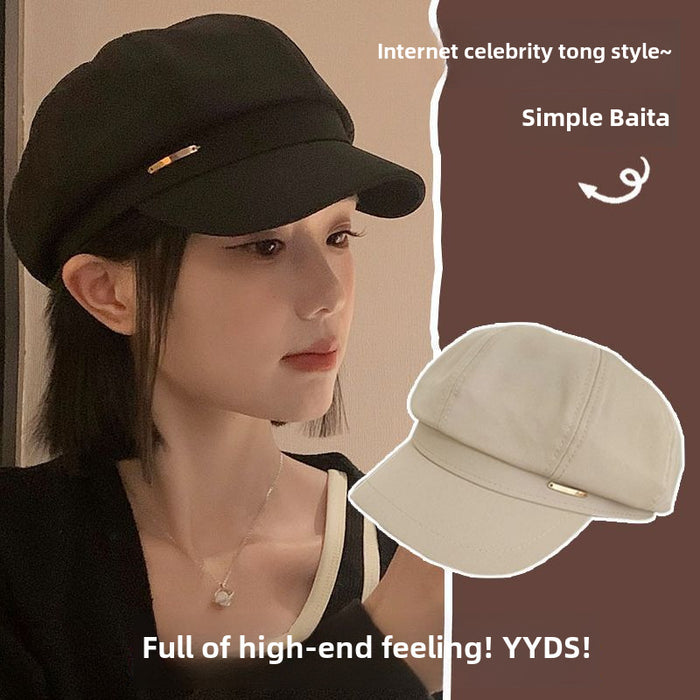 Wholesale Black beret, versatile for spring and autumn, octagonal artist hat