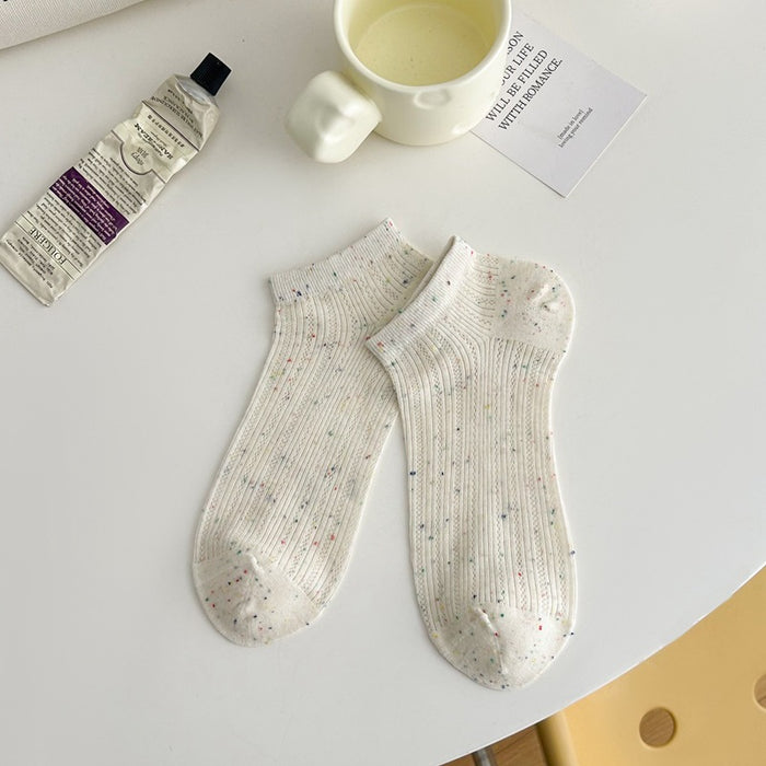 Wholesale Ultra thin mesh breathable retro dot yarn boat socks