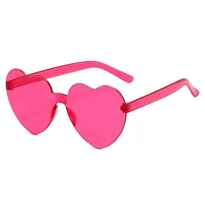 Wholesale Love sunglasses party one-piece frameless sunglasses transparent peach heart glasses