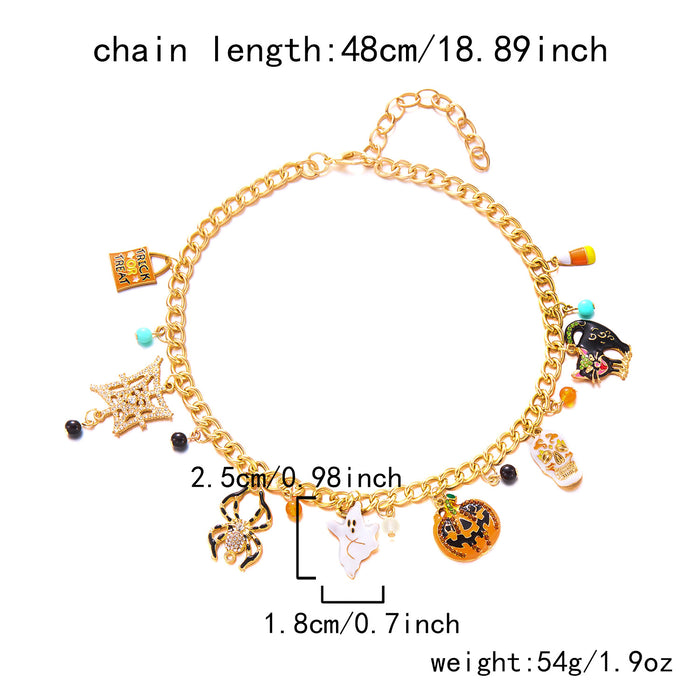 Wholesale Halloween Skeletons Ghost Pumpkin Necklace Trendy Party Jewelry